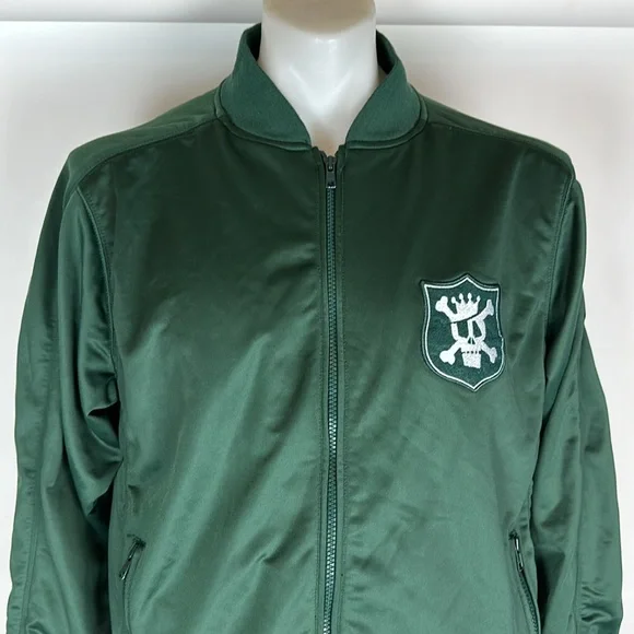 Vintage Stussy 1990s Skull Crown Green Baseball style Jacket Mens size XL - Picture 2 of 12